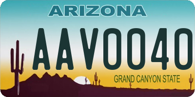 AZ license plate AAV0040