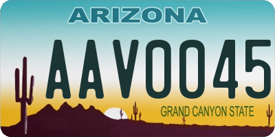 AZ license plate AAV0045