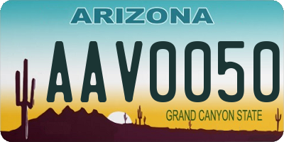 AZ license plate AAV0050