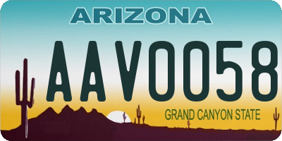 AZ license plate AAV0058