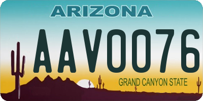 AZ license plate AAV0076