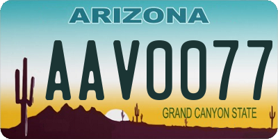 AZ license plate AAV0077