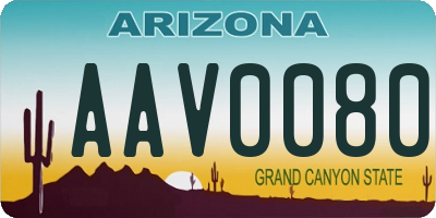AZ license plate AAV0080