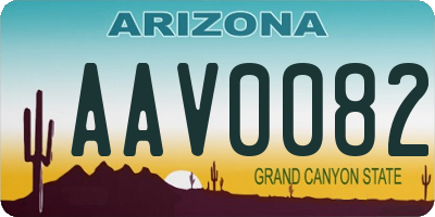 AZ license plate AAV0082