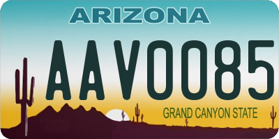 AZ license plate AAV0085