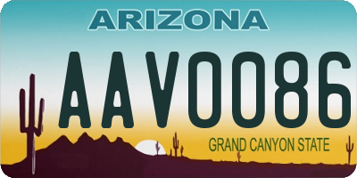 AZ license plate AAV0086