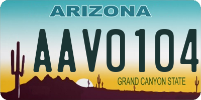 AZ license plate AAV0104