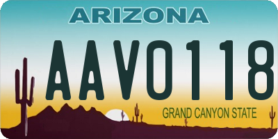 AZ license plate AAV0118