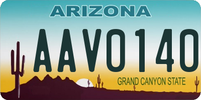 AZ license plate AAV0140