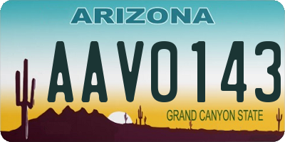 AZ license plate AAV0143