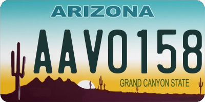 AZ license plate AAV0158