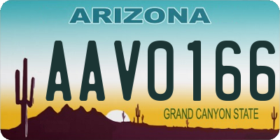 AZ license plate AAV0166
