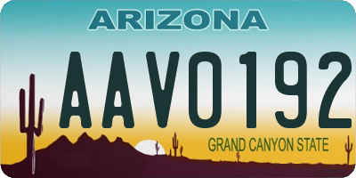 AZ license plate AAV0192
