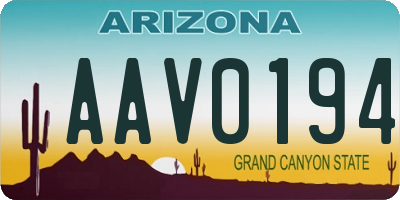 AZ license plate AAV0194