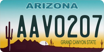AZ license plate AAV0207
