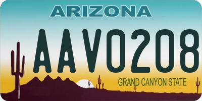 AZ license plate AAV0208