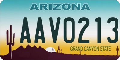AZ license plate AAV0213