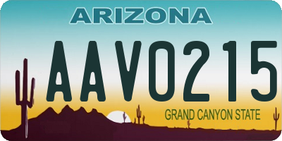 AZ license plate AAV0215