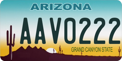 AZ license plate AAV0222