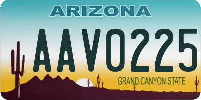 AZ license plate AAV0225