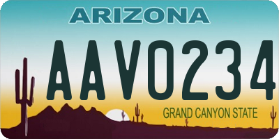 AZ license plate AAV0234