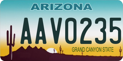 AZ license plate AAV0235