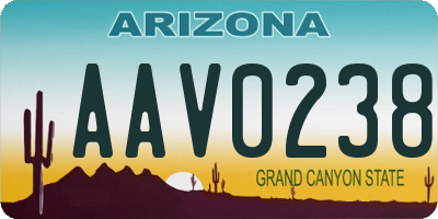AZ license plate AAV0238