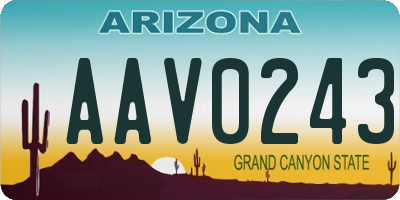 AZ license plate AAV0243