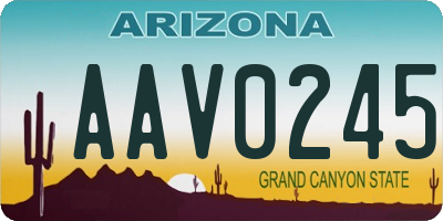 AZ license plate AAV0245
