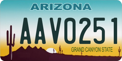 AZ license plate AAV0251