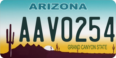 AZ license plate AAV0254