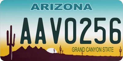 AZ license plate AAV0256