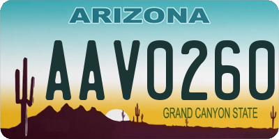 AZ license plate AAV0260