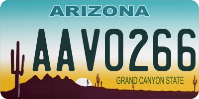 AZ license plate AAV0266