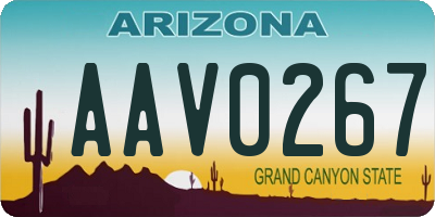 AZ license plate AAV0267