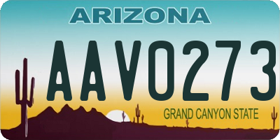 AZ license plate AAV0273
