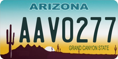 AZ license plate AAV0277