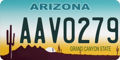 AZ license plate AAV0279