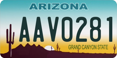 AZ license plate AAV0281