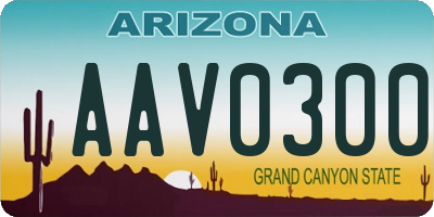 AZ license plate AAV0300