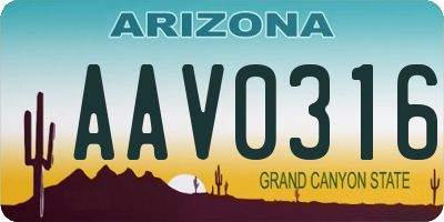 AZ license plate AAV0316