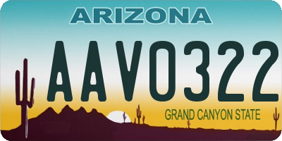 AZ license plate AAV0322