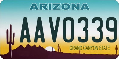 AZ license plate AAV0339