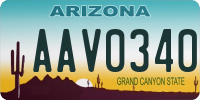 AZ license plate AAV0340