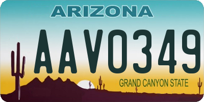 AZ license plate AAV0349