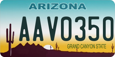 AZ license plate AAV0350