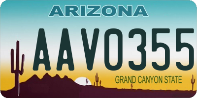 AZ license plate AAV0355