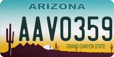 AZ license plate AAV0359