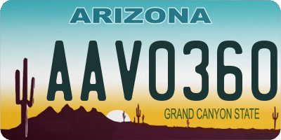 AZ license plate AAV0360