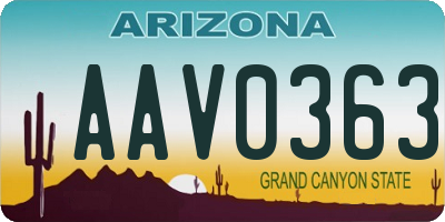 AZ license plate AAV0363